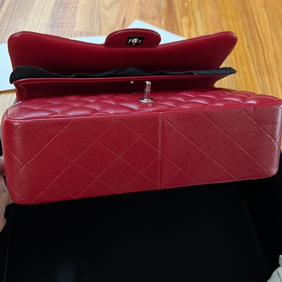 Chanel Classic, Double Flap, Quilted with Caviar leather, Jumbo Red Bag - Picture 11 of 16